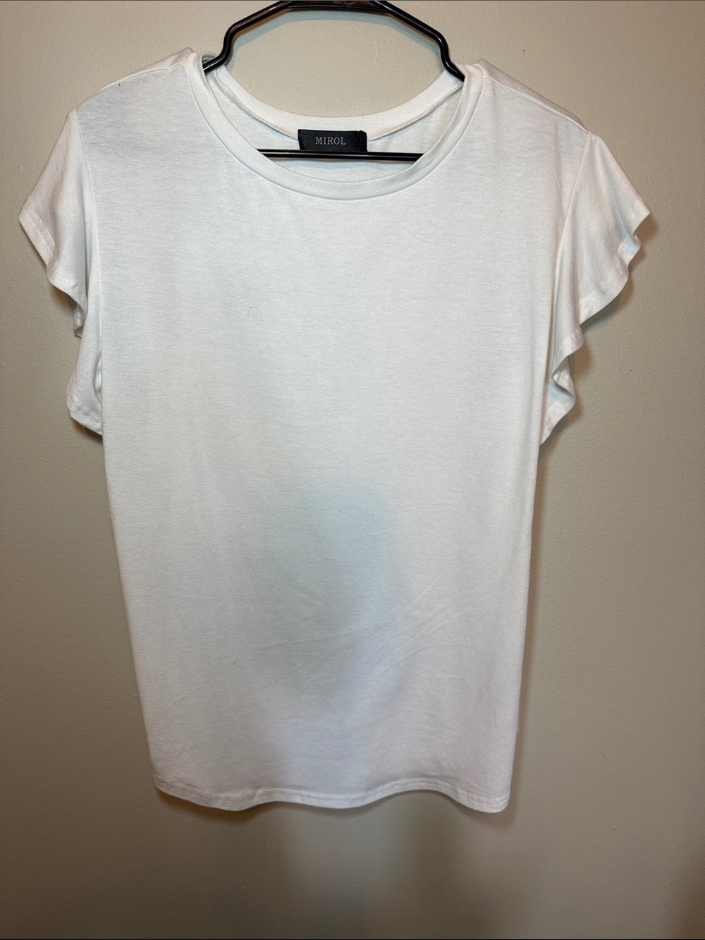 MIROIL White Short Sleeve Flutter Crewneck Tee